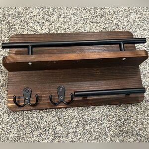 Rustic Brown and Black Wall Organizer w/ Key or leash hooks